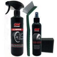 Kit limpiador de llantas y abrillantador de neumáticos con sus accesorios